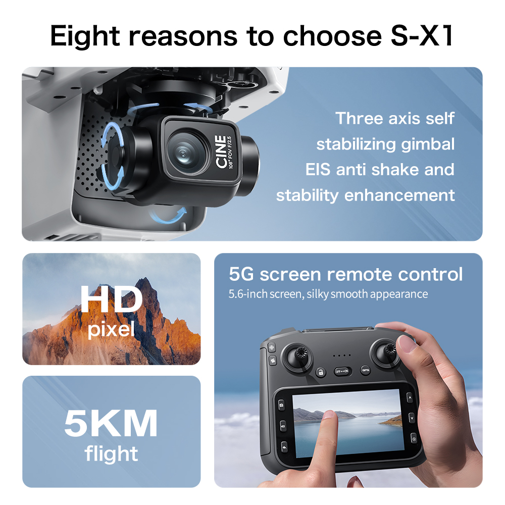 S-X1 MAX GPSドローン、3軸ジンバル搭載、8K/4 - Drone Thermal Imaging のレビューと価格