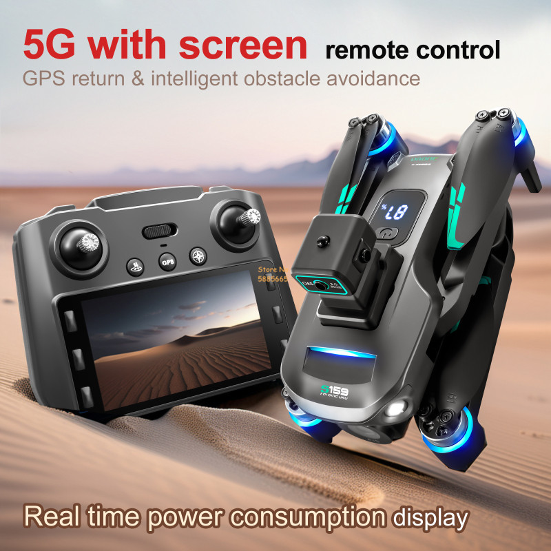 リモコン付きクワッドコプタードローン,障害物回避,LEDスク - Drone Cinematic のレビューと価格