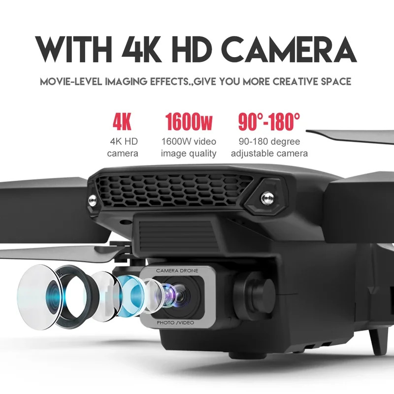 E88 Proインテリジェント折りたたみドローンは、シングル - Drone Cinematic のレビューと価格