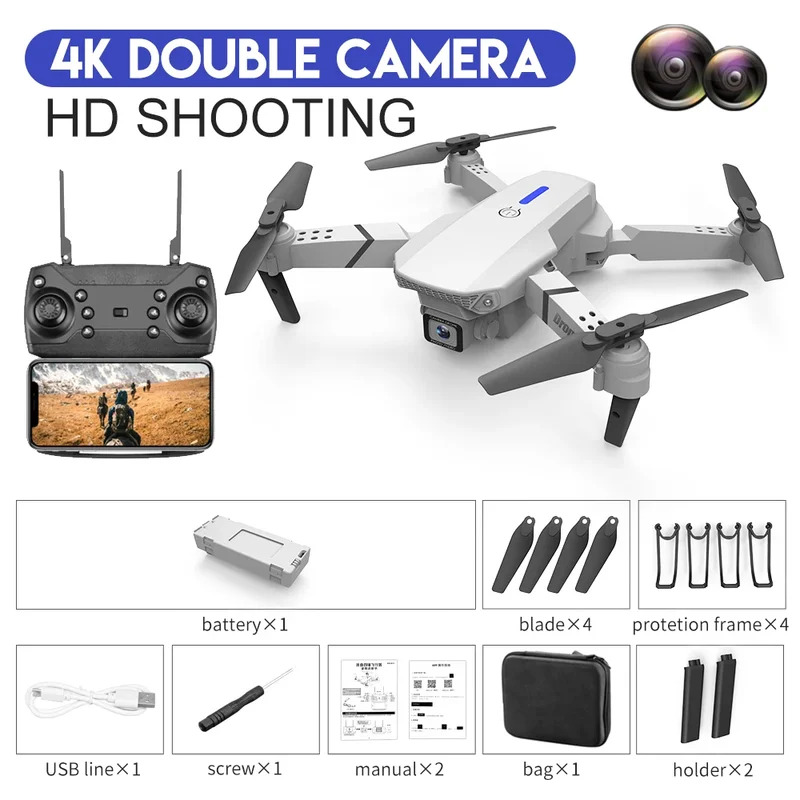 E88 Proインテリジェント折りたたみドローンは、シングル - Drone Cinematic のレビューと価格